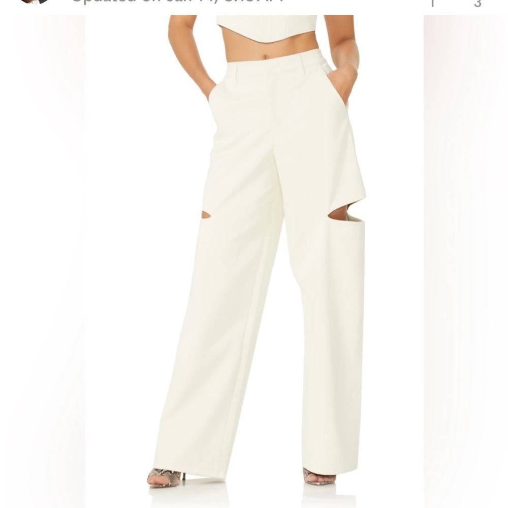 AFRM Faux Leather Cream Wide Leg Women's Pants
